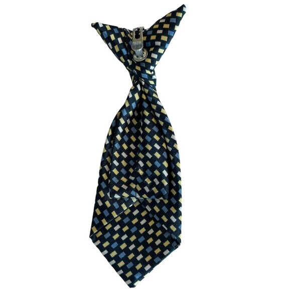 Toddler Boys' Kids' Children's Blue Yellow Pre Tied Clip On Tie - Picture 2 of 3